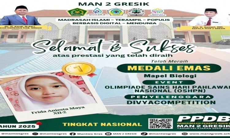 Ungguli Ratusan Peserta se-Indonesia, Frida Aniesta Maya MAN 2 Gresik Raih Medali Emas Olimpiade Biologi Tingkat Nasional