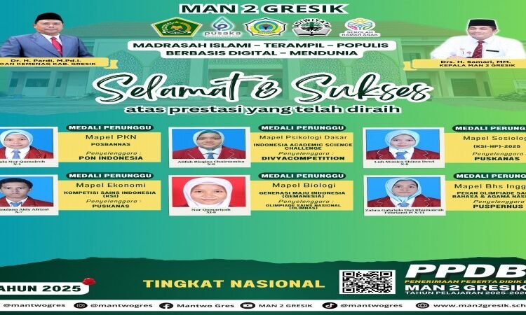 Tiada Hari Tanpa Prestasi, 6 Siswa MAN 2 Gresik Raih Medali di Ajang Kompetisi Nasional