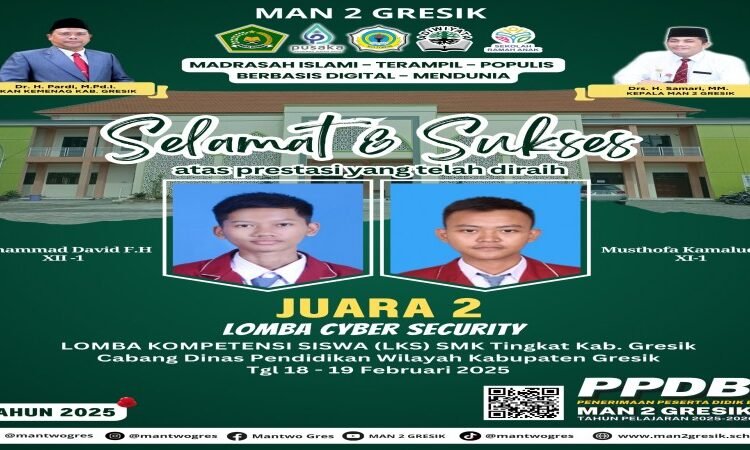 Joosss !! Siswa MAN 2 Gresik Raih Juara 2 dalam Lomba Cyber Security LKS SMK Tingkat Kabupaten Gresik