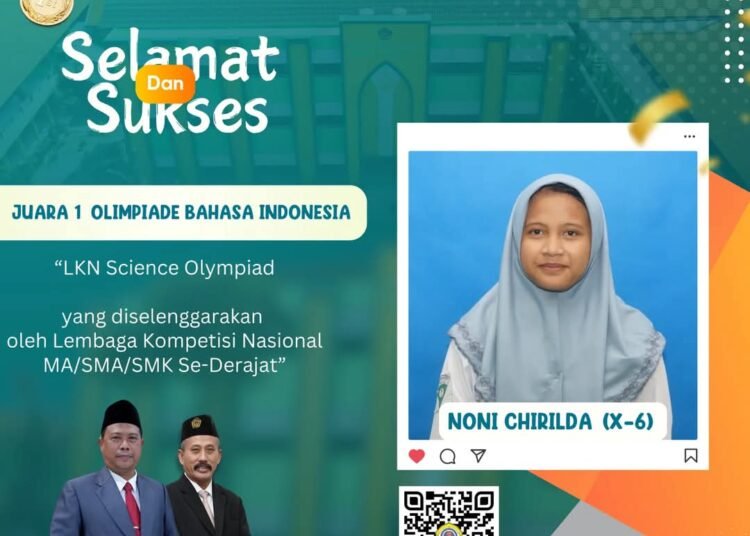 Hebat !! Noni Chirilda Siswi MAN 1 Gresik Raih Juara 1 Olimpiade Bahasa Indonesia Tingkat Nasional