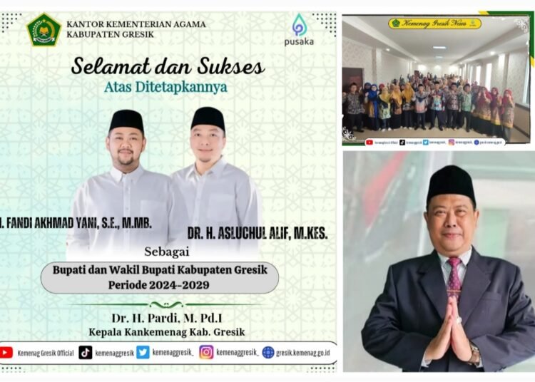 Kemenag Gresik Ucapkan Selamat & Sukses untuk Gus Yani dan dr. Alif sebagai Bupati dan Wakil Bupati Gresik Periode 2024-2029