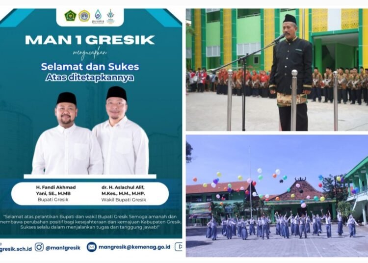 Keluarga Besar MAN 1 Gresik Ucapkan Selamat & Sukses kepada Gus Yani dan dr. Alif sebagai Bupati dan Wakil Bupati Gresik
