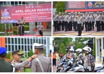 Gaskeun Komandan !! Kapolres Gresik Pimpin Apel Gelar Pasukan “Operasi Keselamatan Semeru 2025”