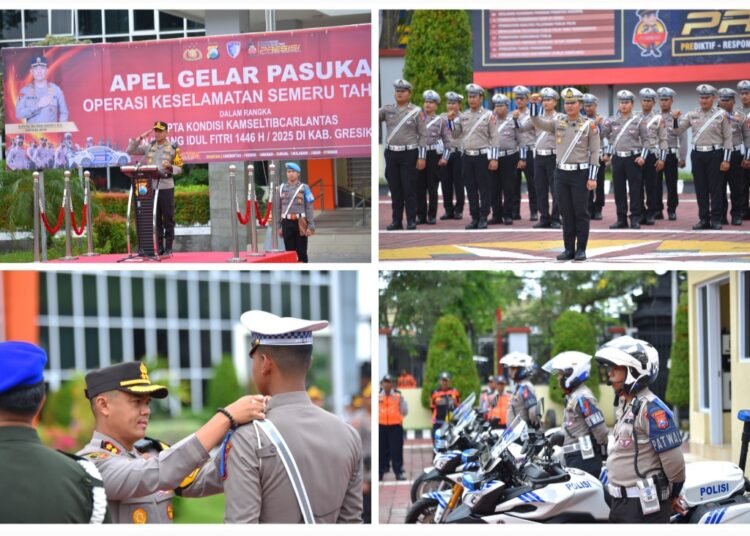 Gaskeun Komandan !! Kapolres Gresik Pimpin Apel Gelar Pasukan “Operasi Keselamatan Semeru 2025”