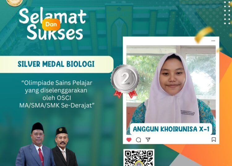 ISTIMEWA !! ANGGUN KHOIRUNISA SISWA KELAS X-1 MAN 1 GRESIK RAIH SILVER MEDAL BIOLOGI DALAM OLIMPIADE SAINS PELAJAR NASIONAL