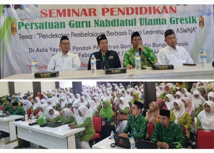 Ratusan Guru Ikuti Seminar Pendidikan Pergunu Gresik di Ponpes Qomaruddin Bungah