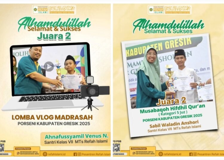 Istimewa !! Santri Pondok Pesantren Refah Islami Ukir Prestasi Gemilang di Ajang PORSENI Tingkat Kabupaten Gresik 2025