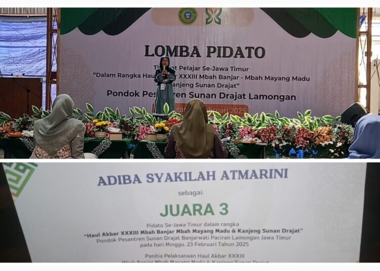 Singkirkan Ratusan Peserta, Adibah Syakilah Atmarini Siswi SDNU Al Mustaniroh Raih Juara 3 Lomba Pidato Tingkat Jawa Timur