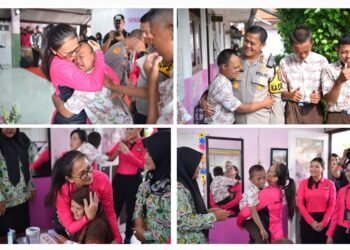 Momen Haru !! Kapolres Gresik Menangis Saat Anak SLB Memeluk Ibu Kapolri Minta Baju Polisi