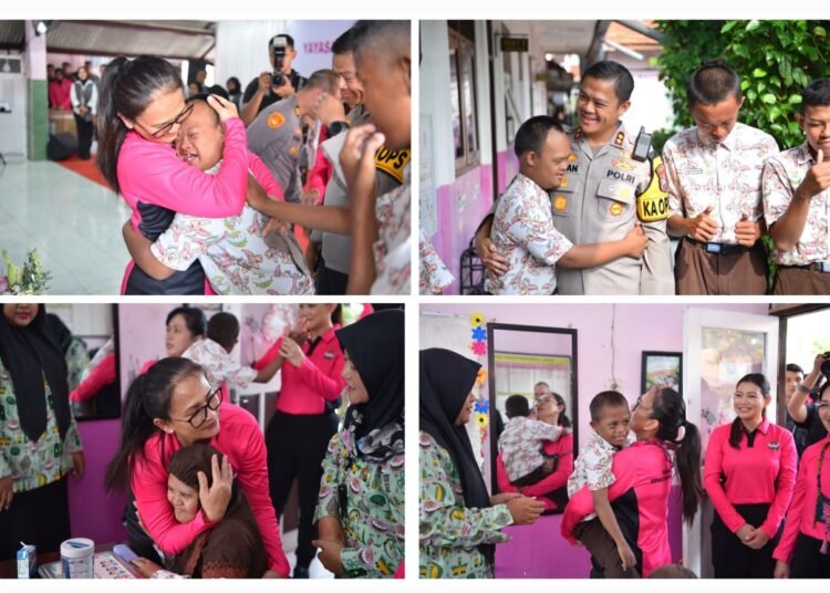 Momen Haru !! Kapolres Gresik Menangis Saat Anak SLB Memeluk Ibu Kapolri Minta Baju Polisi