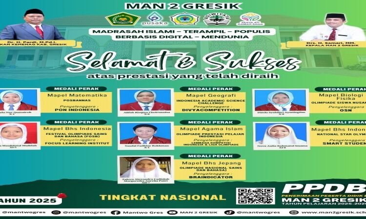 Berjaya di Kancah Nasional, Siswa MAN 2 Gresik Raih 7 Medali di Berbagai Kompetisi Bergengsi