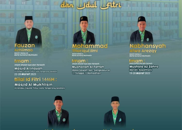 Luar Biasa !! 5 Santri MATQ Sunanul Muhtadin Selama Ramadan Jadi Imam Tarawih dan Bilal Hari Raya Idul Fitri 1446 Hijriyah
