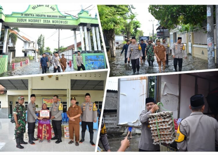 Banjir Datang di Saat Ramadan, Polres Gresik Turun Tangan Gelontor Bantuan
