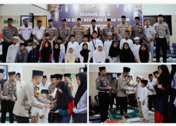 Polres Gresik Berbagi Kebahagiaan Bersama Anak Yatim di Momen Ramadan Bergelimang Berkah