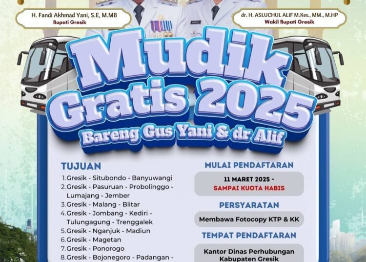 Horee !! Mudik Gratis 2025 Bareng Gus Yani dan Dokter Alif Sediakan Ribuan Kursi Bus di 8 Jurusan bagi Warga Gresik
