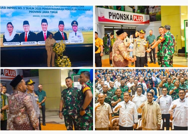 Dandim Hadiri Rakor Luas Tambah Tanam dan Serapan Gabah Bersama Mentan RI di GOR Petrokimia Gresik