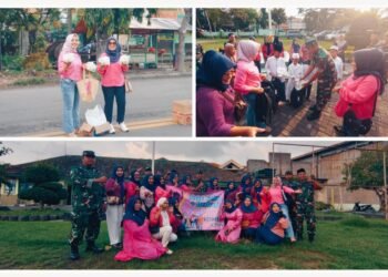 Seru !! Emak Emak Cantik UMKM Kismis Family Bareng Koramil Manyar Bagikan Ratusan Takjil pada Pengguna Jalan