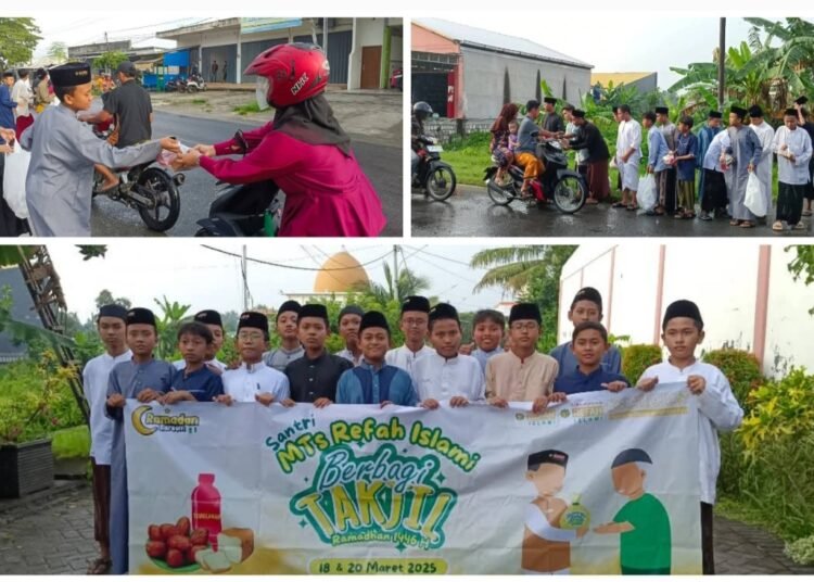 Usai Hujan Mengguyur, Santri Refah Islami Kembali Berbagi Ratusan Paket Takjil di Ramadan nan Suci