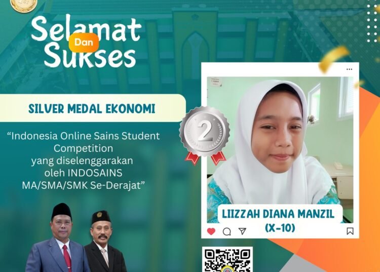 Sisihkan Ratusan Peserta, Liizah Diana Manzil Siswi MAN 1 Gresik Raih Medali Silver di Ajang Kompetisi Nasional