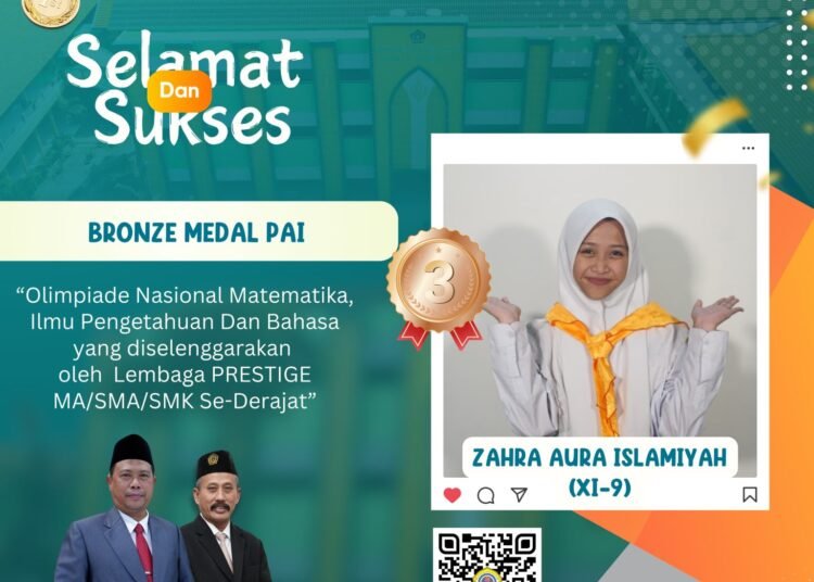 Prestasi Membanggakan di Bulan Ramadan, Zahra Aura Islamiyah Siswi MAN 1 Gresik Raih Medali Olimpiade PAI Nasional