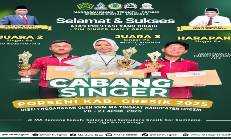 Meroket !! MAN 2 Gresik Borong Prestasi di Cabang Singer PORSENI Kabupaten Gresik 2025