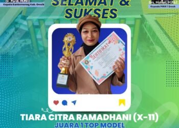 Tampil Menawan di Atas Catwalk, Tiara Citra Ramadhani Siswi MAN 1 Gresik Raih Juara 1 se-Jatim Top Model Ramayana Mall