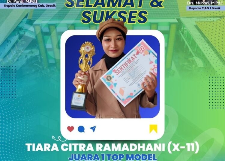 Tampil Menawan di Atas Catwalk, Tiara Citra Ramadhani Siswi MAN 1 Gresik Raih Juara 1 se-Jatim Top Model Ramayana Mall