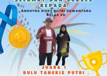 Hebat !! Andhyra Risky Putri Siswi MIN 1 Gresik Raih Juara 1 Bulu Tangkis Porseni 2025