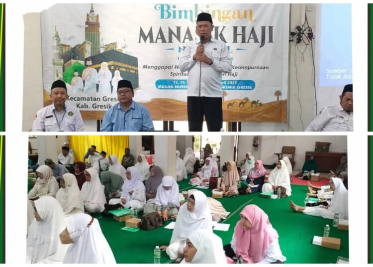 Kepala Kemenag Motivasi 130 Calon Jemaah Haji Asal Kecamatan Gresik saat Manasik di Masjid Nurul Jannah Petro