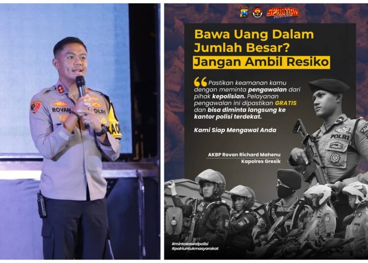 Jangan Ambil Risiko !! Polres Gresik Siap Berikan Pengawalan Gratis Saat Masyarakat Ambil Uang dalam Jumlah Besar