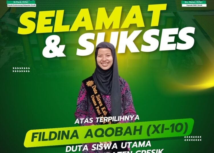 Top !! Fildina Aqobah Siswa MAN 1 Gresik Asal Pulau Bawean Dinobatkan sebagai Duta Siswa Utama Putri Kabupaten Gresik
