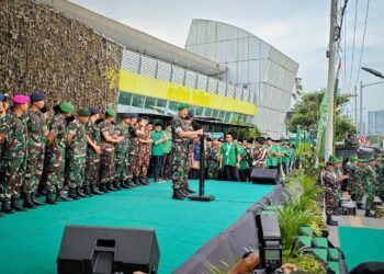 Kodim 0817/Gresik Sukses Jalin Kolaborasi Bersama Ratusan Kader Ansor dan Banser di Gelaran Halalbihalal Akbar