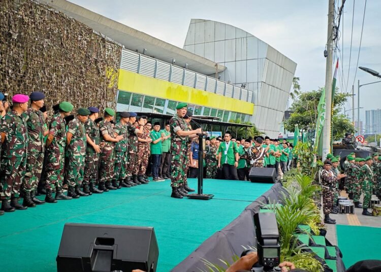 Kodim 0817/Gresik Sukses Jalin Kolaborasi Bersama Ratusan Kader Ansor dan Banser di Gelaran Halalbihalal Akbar