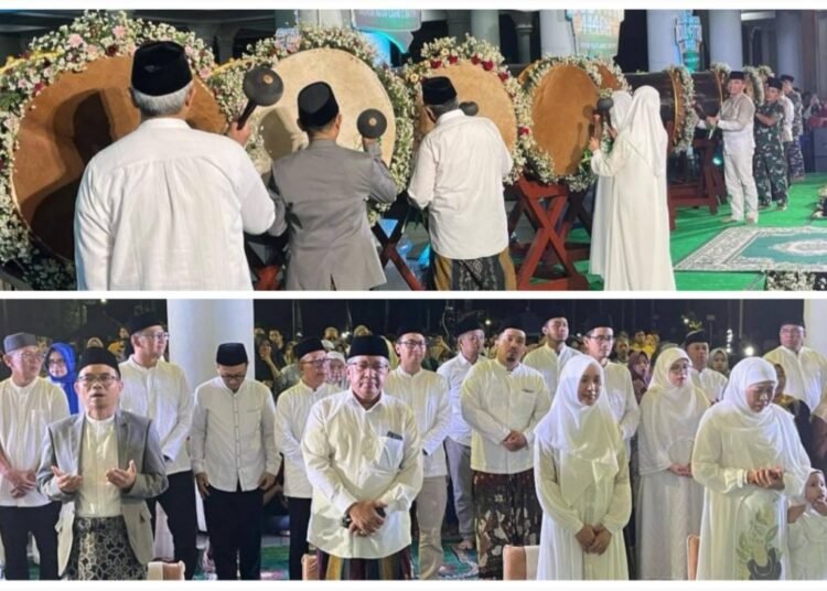 Kakanwil Dampingi Gubernur Tabuh Bedug dalam Gema Takbir di Masjid Al Akbar: Momen Bersatu Rayakan Kemenangan