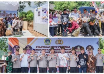 Gelontor Manfaat Selama di Bawean, Wabup Gresik Bersama Kapolres Dampingi Kapolda Jatim Peletakan Batu Pertama Pembangunan Polsek Tambak
