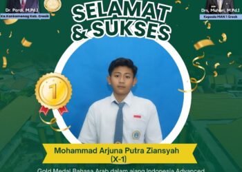 Arjuna MAN 1 Gresik Sabet Medali Emas di Ajang Olimpiade Bahasa Arab Tingkat Nasional