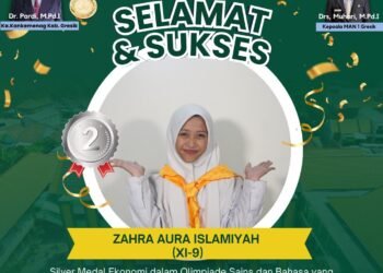 Istimewa !! Zahra Aura Islamiyah Harumkan MAN 1 Gresik Persembahkan Medali Silver Olimpiade Ekonomi Nasional