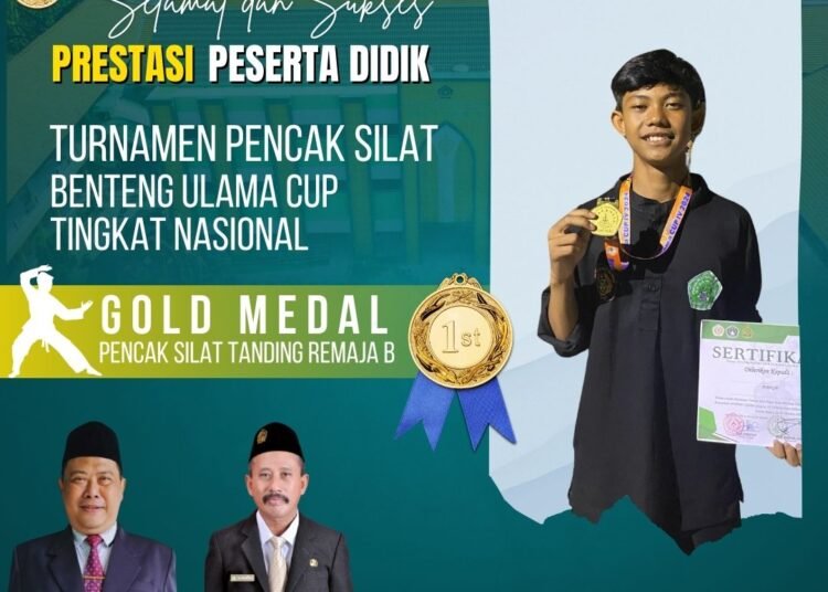 Hebat !! Ahmad Nugroho Prasetyo MAN 1 Gresik Sabet Medali Emas Kejuaraan Pencak Silat Pagar Nusa Benteng Ulama Cup di Kediri