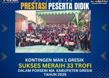 Wow, Inilah 33 Trofi Potret Prestasi Gemilang MAN 1 Gresik di Ajang PORSENI 2025