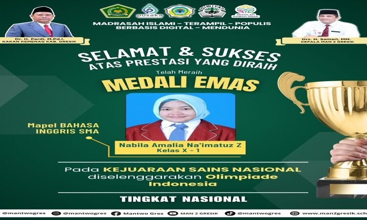 Olimpiade Bahasa Inggris Tingkat Nasional, Nabila Amalia Siswa MAN 2 Gresik Juaranya