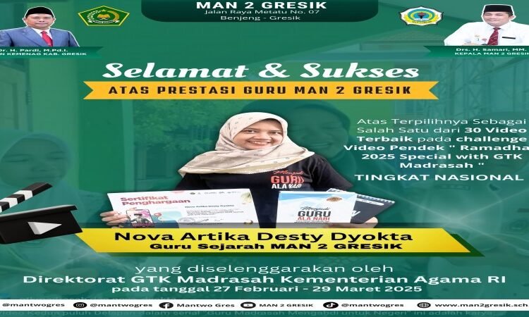 Istimewa !! Nova Artika Guru MAN 2 Gresik Raih Penghargaan dalam Challenge Video Pendek Ramadhan 2025