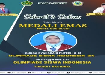 Istimewa !! Bunga Syaharani Puteri Siswi MAN 2 Gresik Raih Medali Emas dalam Olimpiade Siswa Indonesia 34 Tingkat Nasional