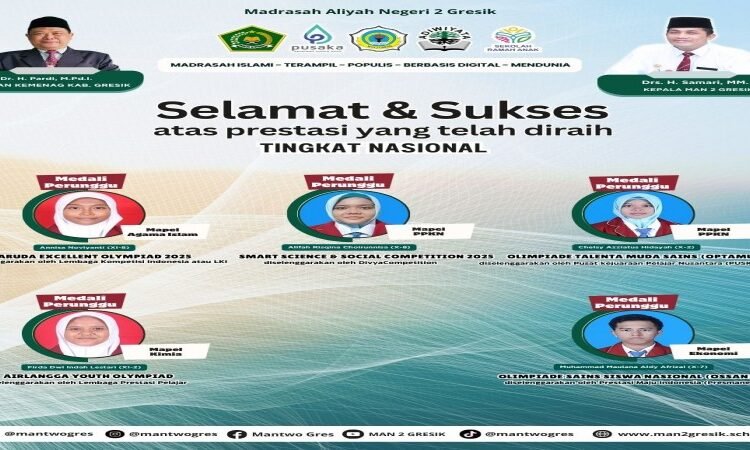 Ukir Prestasi Berjamaah !! Tak Hanya Satu, 5 Siswa Sekaligus Persembahkan Medali untuk MAN 2 Gresik di Ajang Olimpiade Nasional 