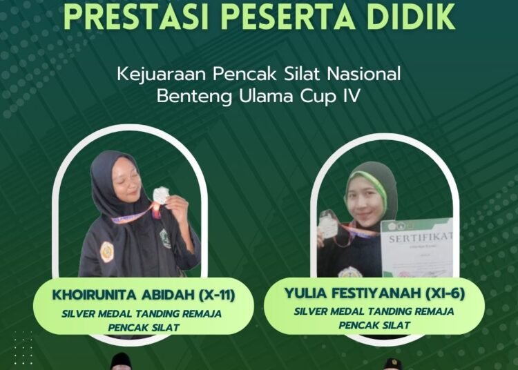 Hebat !! Dua Siswi MAN 1 Gresik Sukses Raih Medali di Ajang Kejuaraan Silat Nasional Benteng Ulama Cup 2025