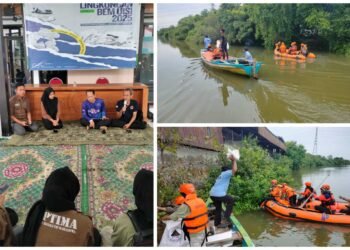Pemdes Sukorejo Kebomas Bersama DLH, dan BPBD Ajak Warga serta Mahasiswa Turun ke Sungai Bersih-bersih Kali Lamong