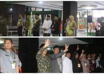 Kepala Kemenag Gresik Lepas Keberangkatan Calon Jemaah Haji di Asrama Haji Sukolilo Surabaya