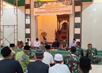 Khidmat !! Kodim 0817/Gresik Gelar Pengajian dan Doa Bersama di Lokasi TMMD ke-124 Desa Banter Benjeng