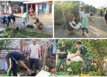 Manunggal Membangun Desa, Prajurit TMMD Ke-124 Kodim 0817/Gresik Gotong Royong Kerja Bakti Bersama Warga