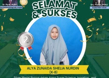 Top !! Alya Zunaida Shelia MAN 1 Gresik Raih Medali Silver di Ajang Olimpiade Biologi Tingkat Nasional