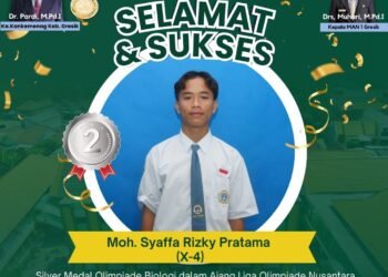 Bersaing dengan 1.047 Peserta, Moh. Syaffa Rizky Pratama MAN 1 Gresik Berhasil Raih Silver Medali di Ajang Olimpiade Biologi Tingkat Nasional